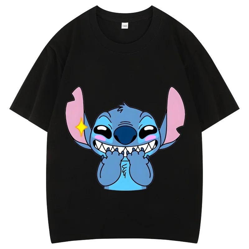Stitch White T-shirts for Anime Fashion Short Sleeved Shirt Male Female Summer Couple Tops Adults Clothes Gifts Unisex