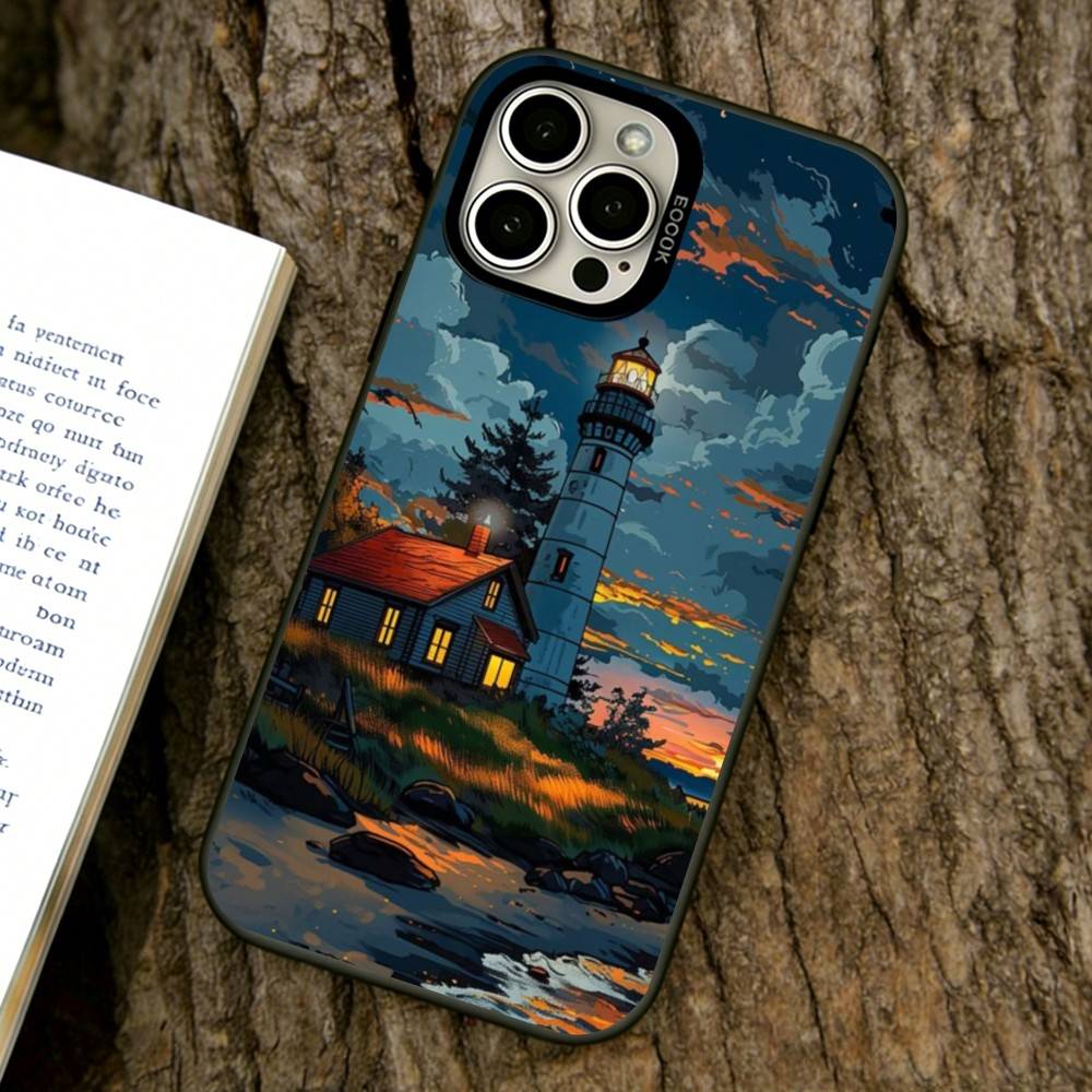 

Abstract Lighthouse Phone Case For iPhone 17,16,15,14,13,12,11 Plus,Pro Max,XS,Colorful Silver Phone case Funda Cover iPhone16Se4