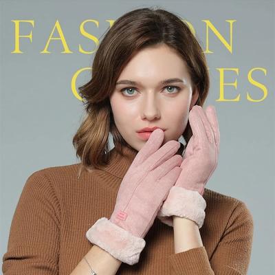 Fashion Gloves Autumn Winter Furry Warm Full Finger Mittens for Women Outdoor Sport
