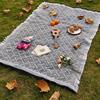 T-grid picnic mat, moisture-proof mat, picnic cloth, outdoor camping blanket, white blanket, beach mat.