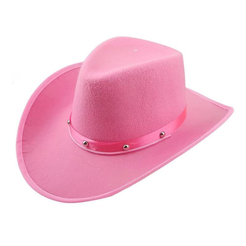 Western Costume Hat Studs Accent White Pink Soft For Festivals Camping