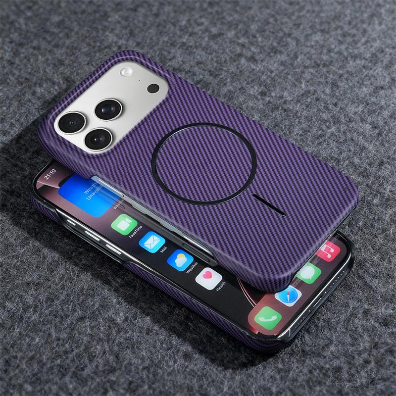 Carbon Fiber Kevlar Pattern For Magsafe PC Case For iPhone 17 Air 16 15 14 Plus 13 Pro Max 13Mini Frameless Magnetic Phone Cover