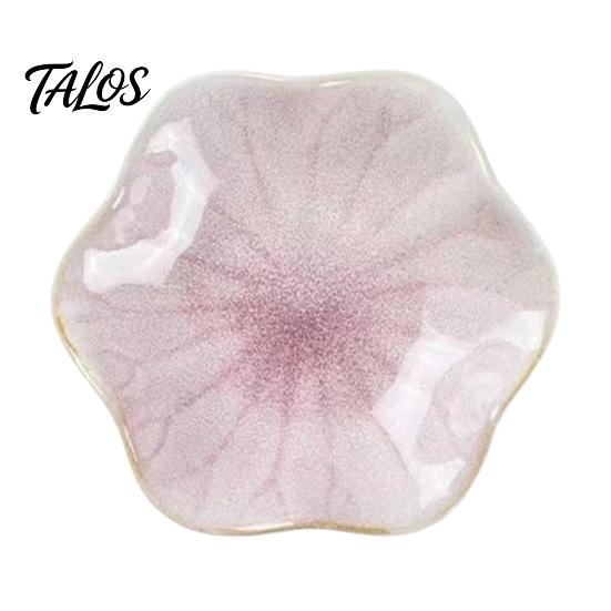 Talos Soy Sauce Dish Plate, Ceramic Lotus Leaf Design, High-Temperature Fired Unique Texture Jewelry Holder, for Dipping Vinegar Snack