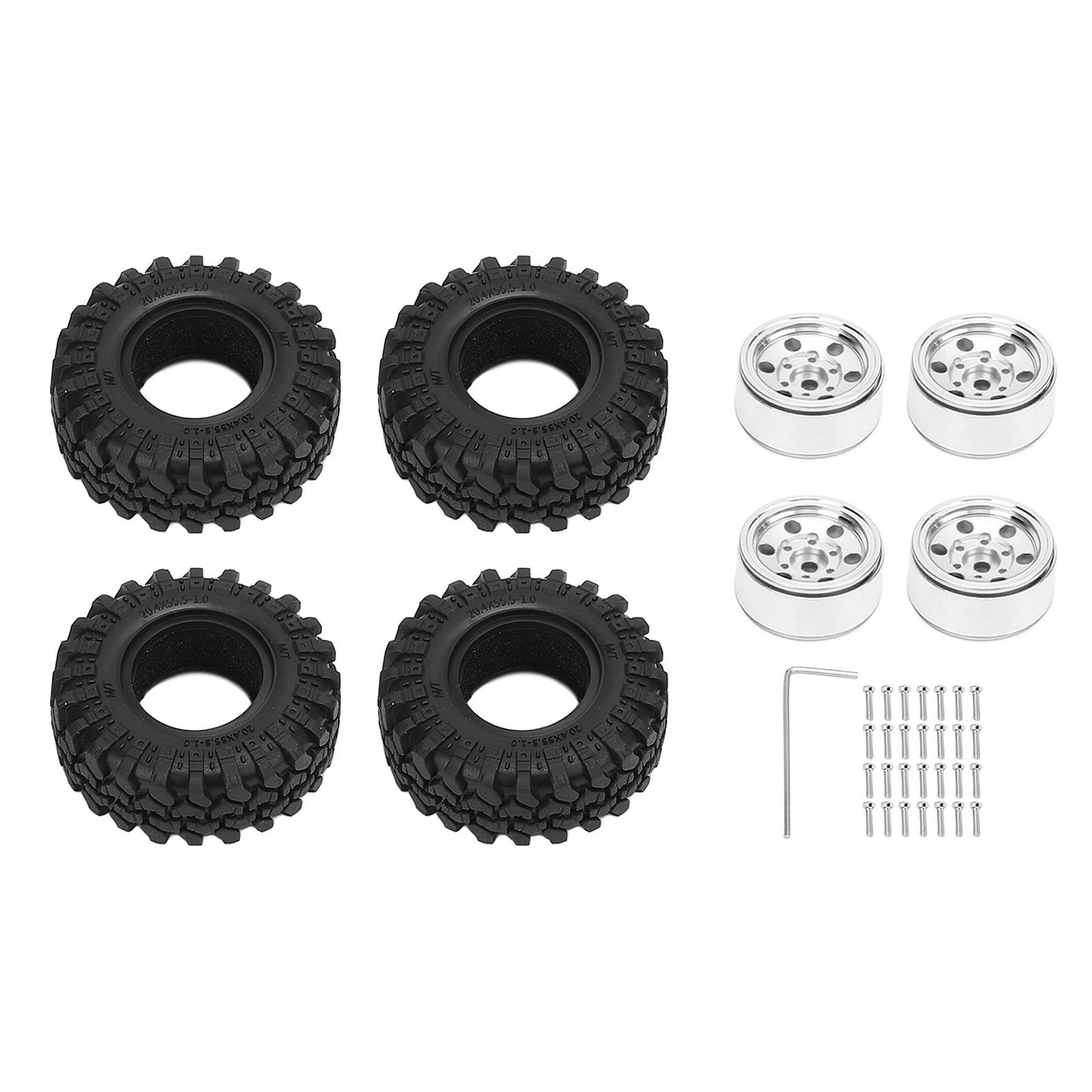 

1.0 Beadlock Wheel Rim with Tires 6 Holes Aluminum Alloy RC Beadlock Wheel Hub for 124 RC Crawler червоний