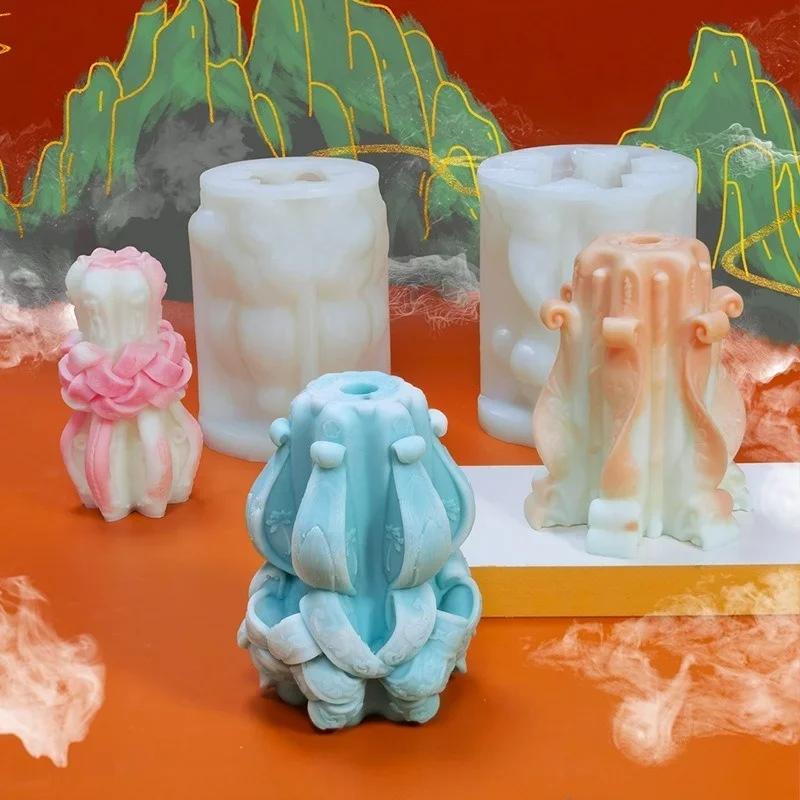 Nuevo Molde de Silicona Tallado Creativo para Velas para Velas de Aromaterapia DIY, Adornos de Yeso, Jabón, Molde de Resina Epoxi, Fabricación de Artesanías