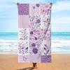 1pc Vintage Floral Beach & Bath Towel - Soft Microfiber Oversized Bath Sheet with Pastel Purple Pink Lavender Roses,Lilacs Quick
