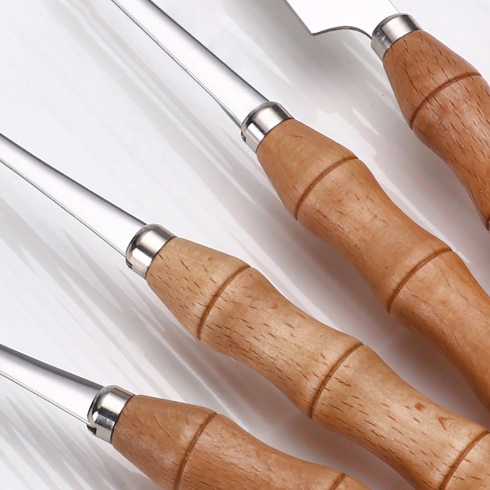 Creative  Wooden Handle  Stainless Steel  Upscale Cutlery Fork Spoon 