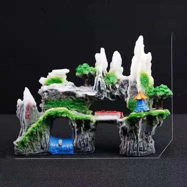 Aquarium Decorative Scenery Rocks Fish Tank Turtle Shrimp Hideout Artificial Mountain Pet Fish Tank Decoration Accessories
