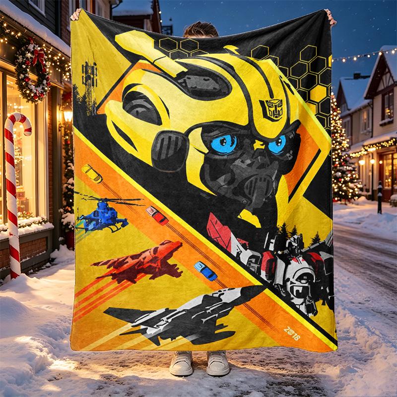 Robot Pattern Blanket for Home Decoration, Bed, Sofa, Car Travel, Camping, Suitable for All Seasons, Birthday Christmas Gift