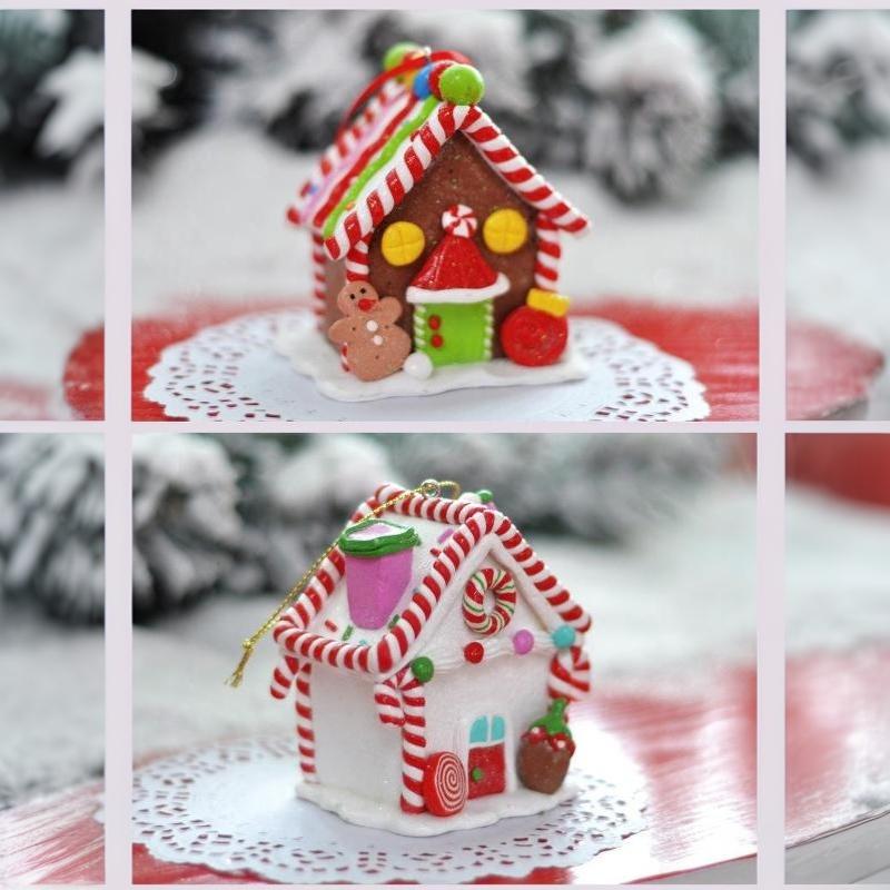 1Pc House Ornaments Holiday Christmas Tree Ornament Gingerbread Christmas Decor With Rope Gingerbread House Decor