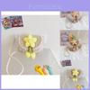 Adorable Cartoon Kids Crossbody Bag Woven Straw Lightweight Beach Flower Bag Summer 2024
