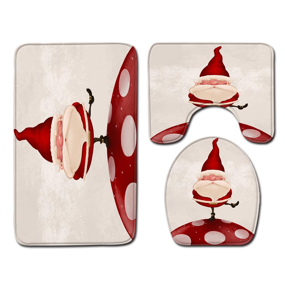 Christmas Bathroom Floor Mat Toilet Three-Piece Set