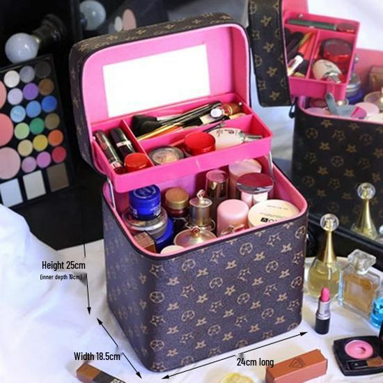 Große Kosmetiktasche für Damen mit Spiegel - 2025 Neues High-End Kosmetik-Aufbewahrungsetui