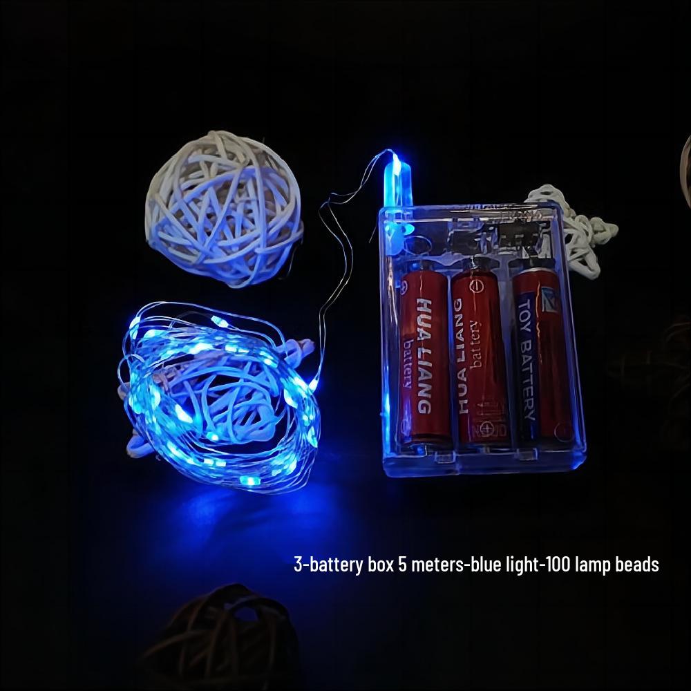 Bobo Ball 5m LED String Lights: 100 Beads, Encrypted Battery Box, Copper Wire for Festive Christmas Decoration