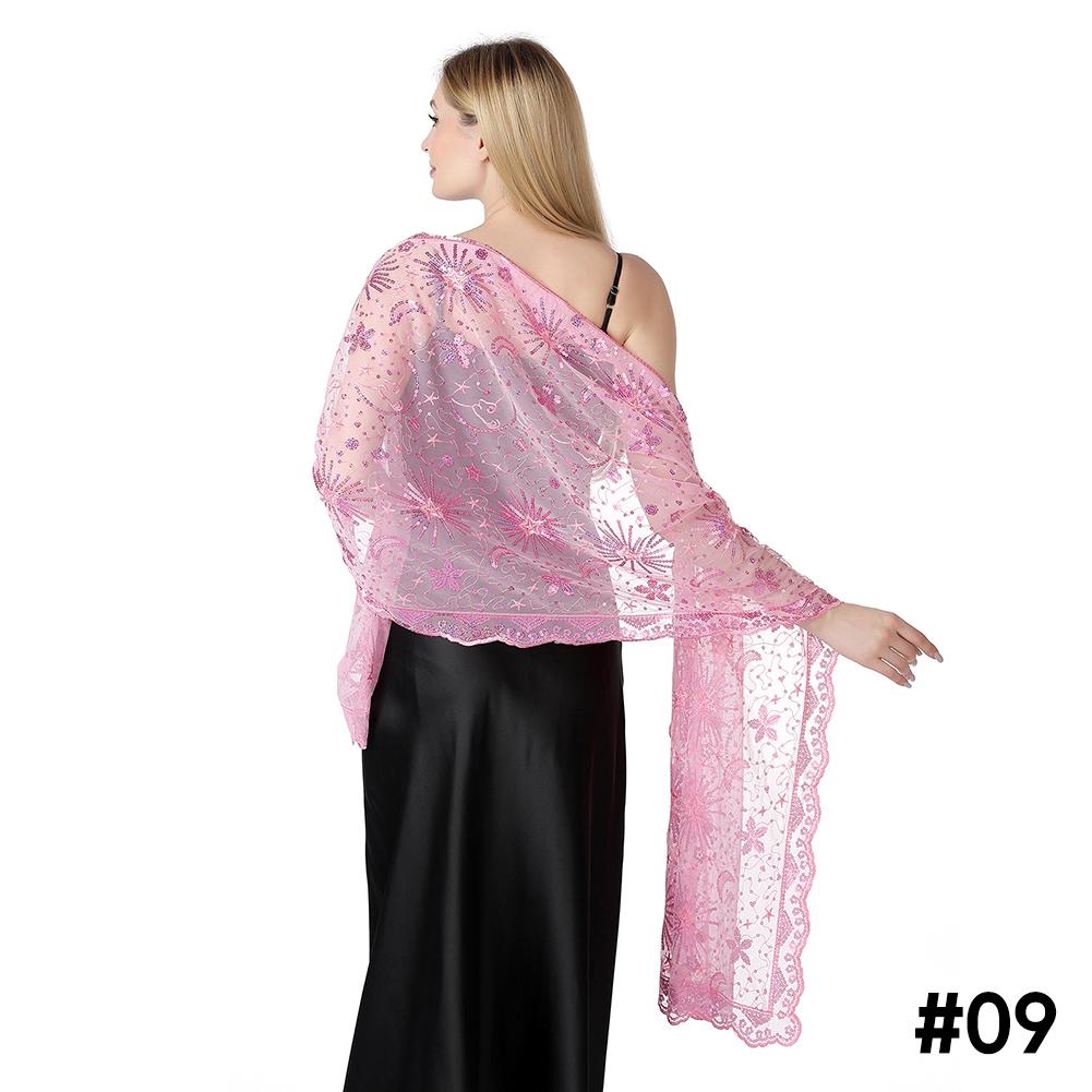 Moon Star Sequins Shawl Wraps for Evening Dresses Wedding Decoration Scarf Elegant Hijab Cover for Ramadan Festivals Women's Modest Fashion Shawl