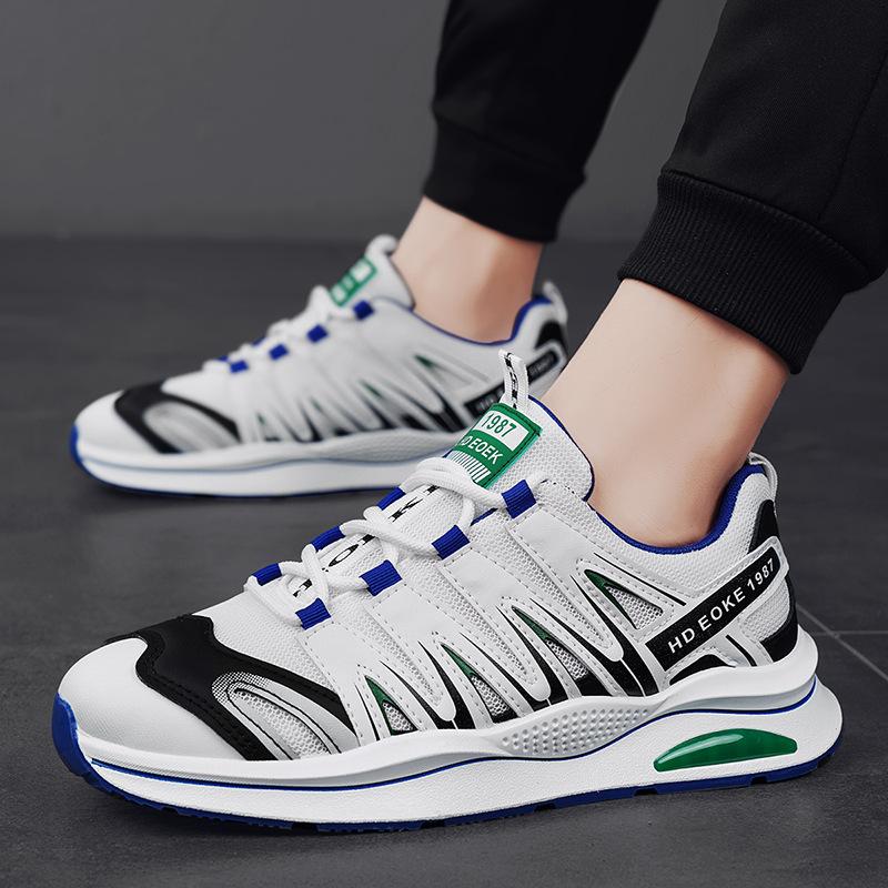 2024 Fashion New Leather Splicing Contrasting Color Low-top Dad Shoes Summer Mesh Breathable Running Sports Men's Shoes