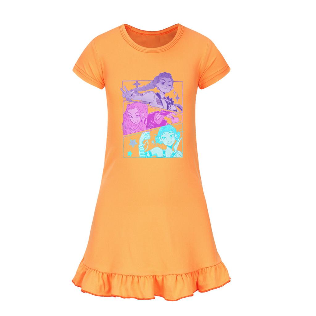 5160 Kids Girls Mira Zoey Rumi Printed Ruffle Short Sleeves Casual Dress