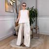 Summer 2025 Women's Fashion: Sleeveless Top & Wide-Leg Pants Set - European & American Style.