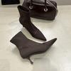 Fashion SUOJIALUN 2025 Winter New Brand Women Ankle Boots Fashion Pointed Toe Slip On Chelsea Boots Thin High Heel Shoes Short Boots