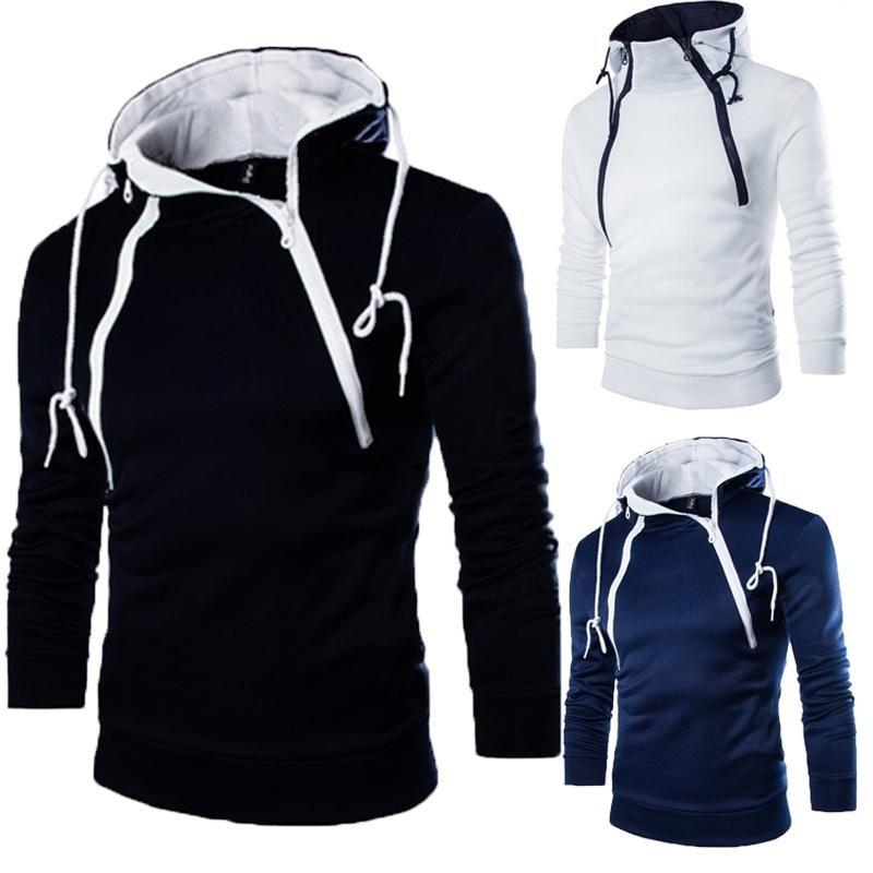 Fashion Men's Stitching Pullover Hoodies Casual Spring Long Sleeve Hooded Sweatshirts Outdoors Pullover Sport Tops