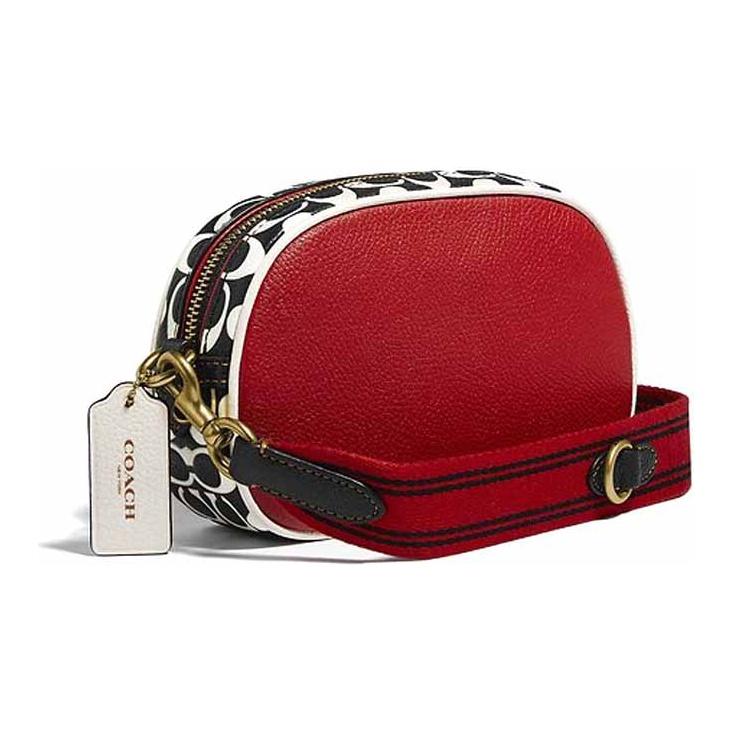 Coach X Disney X Keith Haring Collaboration Camera 19 Badge Mickey Shape Leather Camera Bag Women Shoulder Bag Red C1141-B4RGO