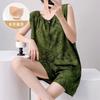 Anti-bumping dots with chest pads, pajamas for women's summer thin cotton and silk loose large-size loungewear suit, vest can be worn outside 