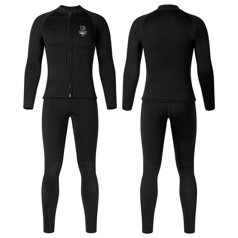 3mm Mens Wetsuit Set Long Sleeve Top Pants Snorkeling Surfing Diving Warmth UV Protection