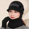 Women's Autumn and Winter Warm and Fuzzy Bow Decorated Beanie Hat, Fashionable and Versatile Knitted Ear Protection Hat for Moms, Grandmas