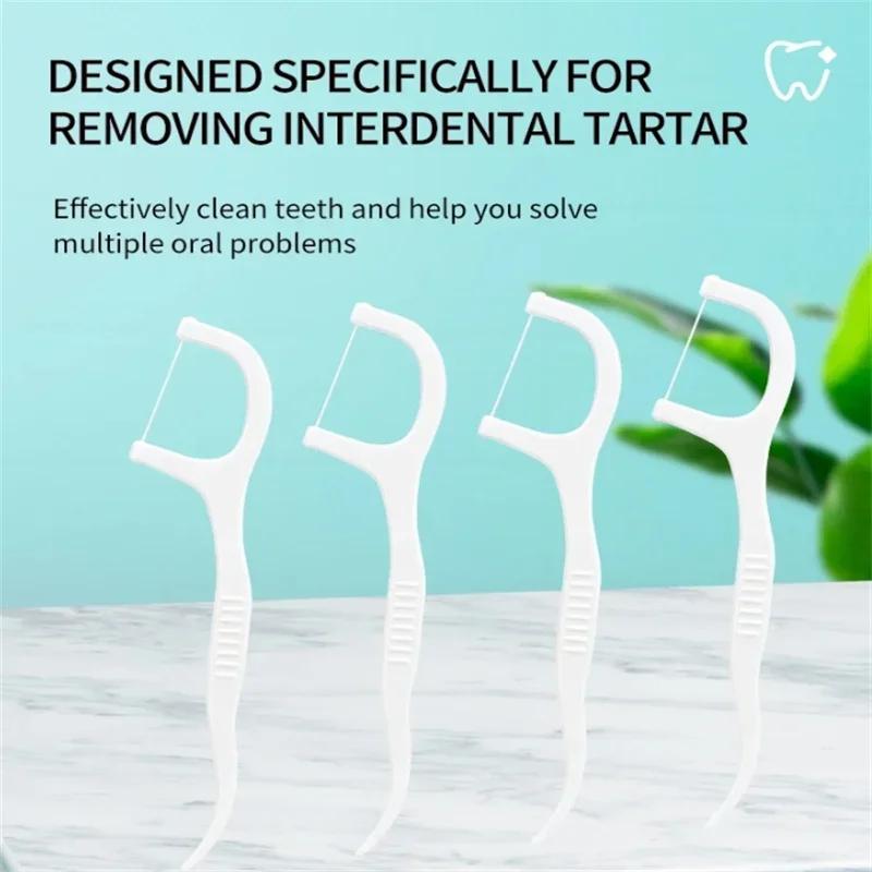 50/100/150/250/500pcs Portable Disposable Dental Floss Plastic Toothpick High-tension Dental Floss Stick Dental Box Oral Care