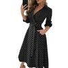 Weibliches Kleid mit Blumenmuster, tiefem V-Ausschnitt, Vintage-Gürtelkleid