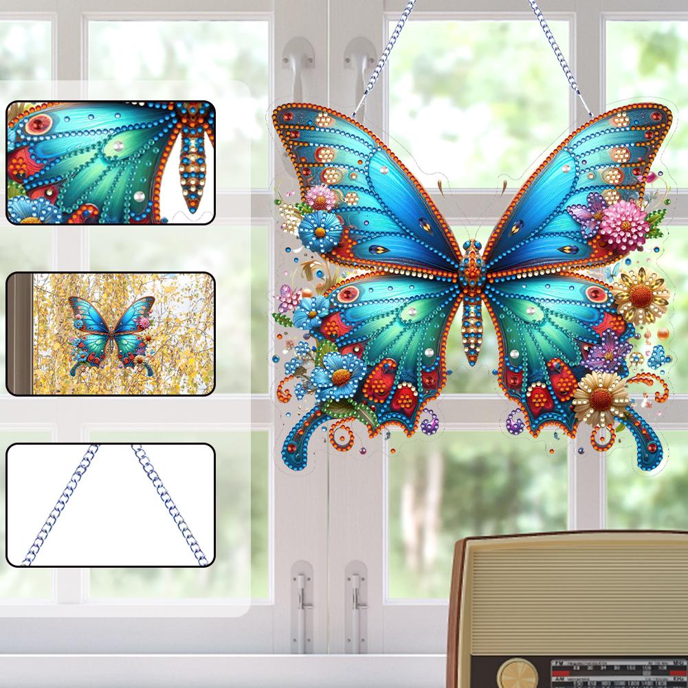 Flower Theme 2D Flat DIY Special Shape Rhinestone Diamond Art Window Pendants Diamond Painting Set Wall Decor for Home & Windows
