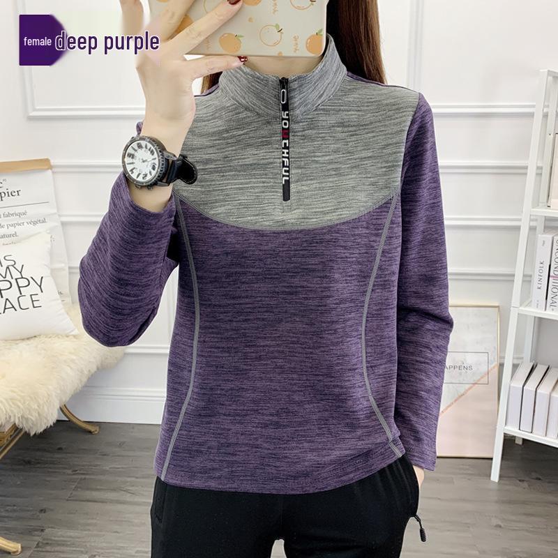 Plus Size Women's Stretch Velvet Fleece Stand-Up Collar Sweatshirt for Autumn/Winter