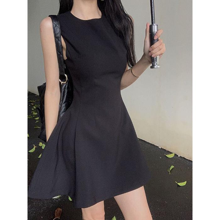 Professional wear casual short-sleeved medium and long dress dress women s summer new British style commuter temperament dress S чёрный