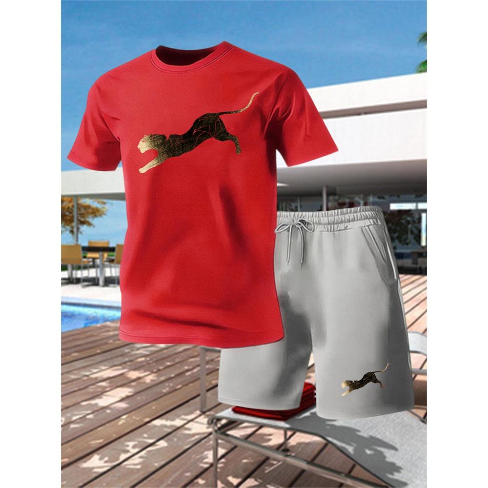Summer Outdoor Sports Set Men's Breathable T-shirt and Shorts Casual Fashion Two Piece Set