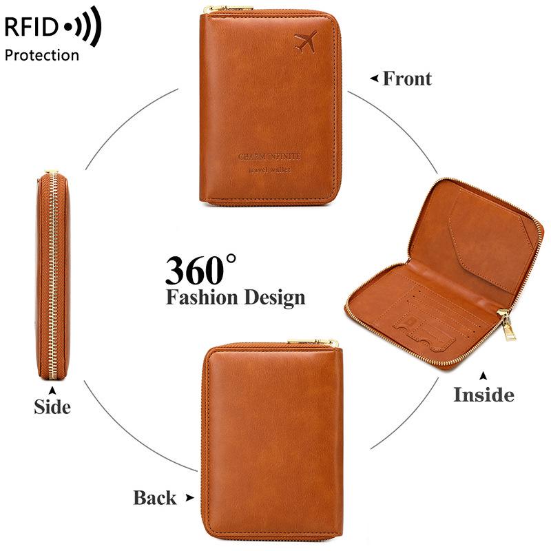 2024 RFID Anti-Magnetic Passport Holder: Zippered Travel & Document Storage Bag