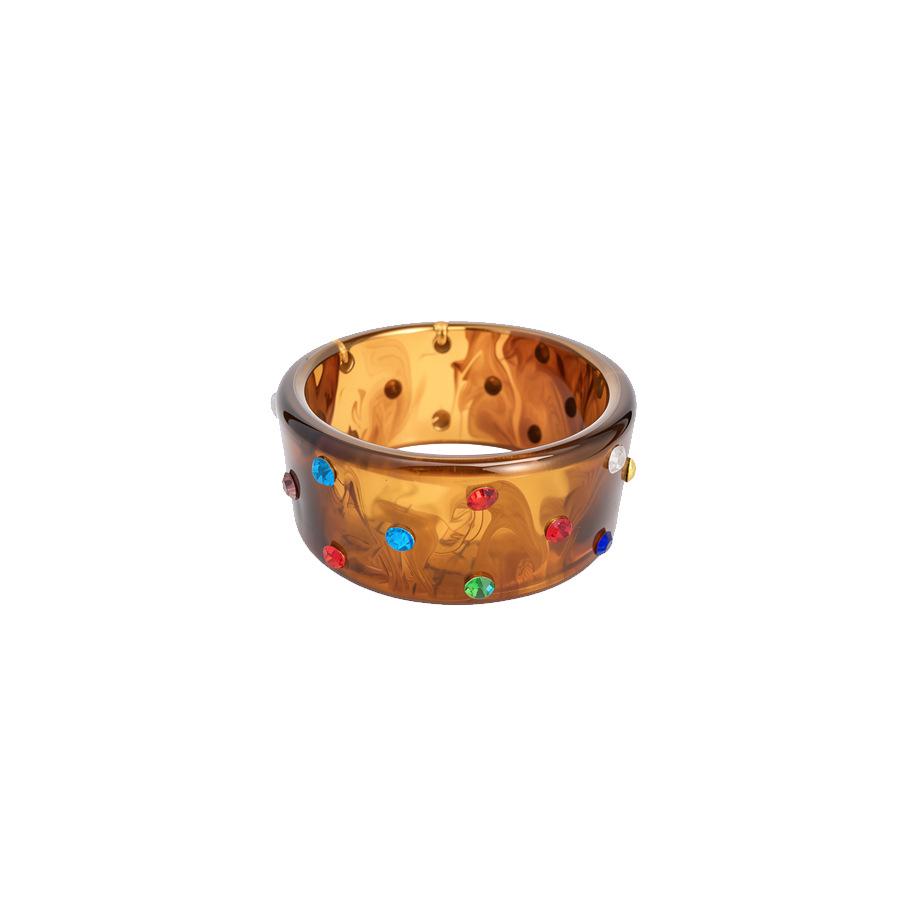 Retro Gothic Rivet Geometric Marbled Bracelet with Diamond Inlays