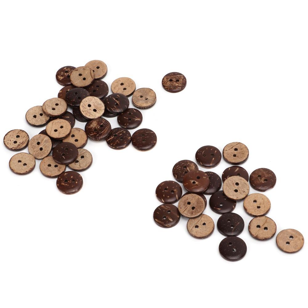 200pcs 2 Holes Wooden Buttons Exquisite Sewing Buttons Coconut Shell Buttons Clothing Decorations