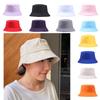 Hwcap Pure Cotton Solid Color Fisherman Hat With Embroidered Logo, Portable Bucket Hat For Sun Protection