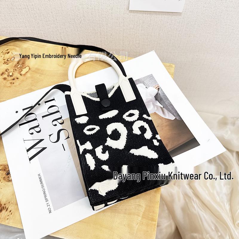 Cute Cartoon Dopamine Knit Crossbody Phone and Coin Bag