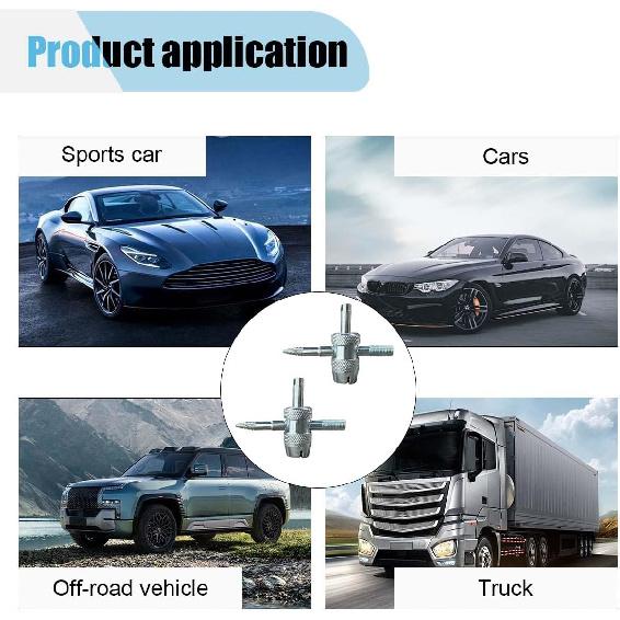 2PCS 4-Way Tire Valve Core Removal Tool 4-in-1 Universal Valve Wrench | Multifunctional Tire Valve Tools, Valve Core Tool Auto Tire Stem Core Remover