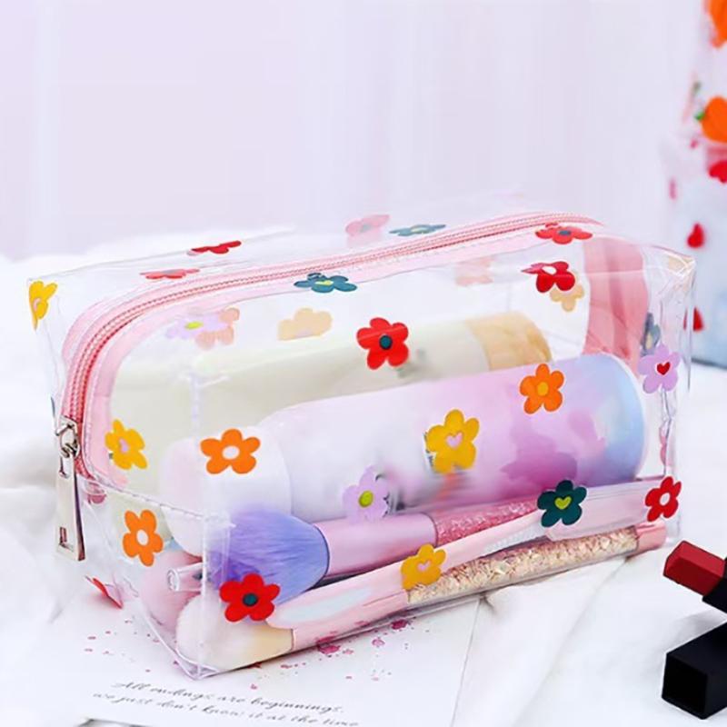 Pu Waterproof Cosmetic Bag Portable Large Capacity Transparent Wash Bag Travel Frosted Cosmetic Organizer Swimming Bag