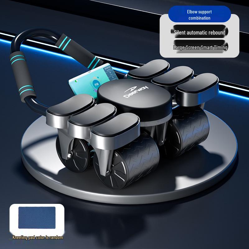 Smart 4-Wheel Ab Roller with Auto Rebound – Perfect for Home Fitness