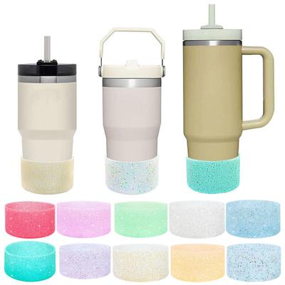 Manicotto per bottiglia d'acqua in silicone glitterato, protezione antiscivolo per il fondo della tazza, protezione inferiore per boccetta antiscottatura, paraurti inferiore, protezione per la tazza dell'acqua