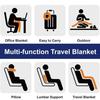 Inflatable Travel Neck Pillow with Portable Flannel Fleece Blanket and Zipper Storage Bag