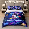 Space Cosmic Theme Custom Text Or Name 3Pcs Bedding Set 1 Flat Sheet & 2 Pillowcases Personalized Home Bedding