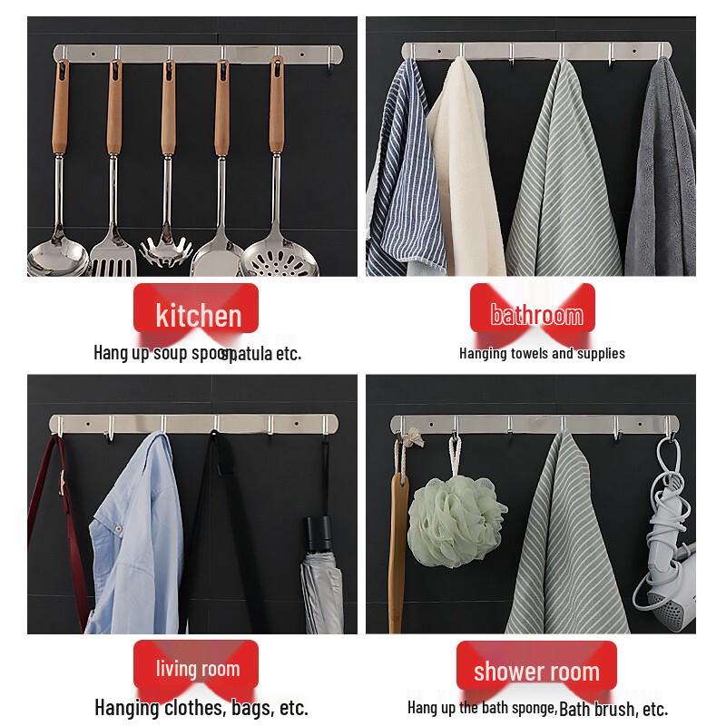 Honggong 304 Stainless Steel 6-Hook Wall Rack