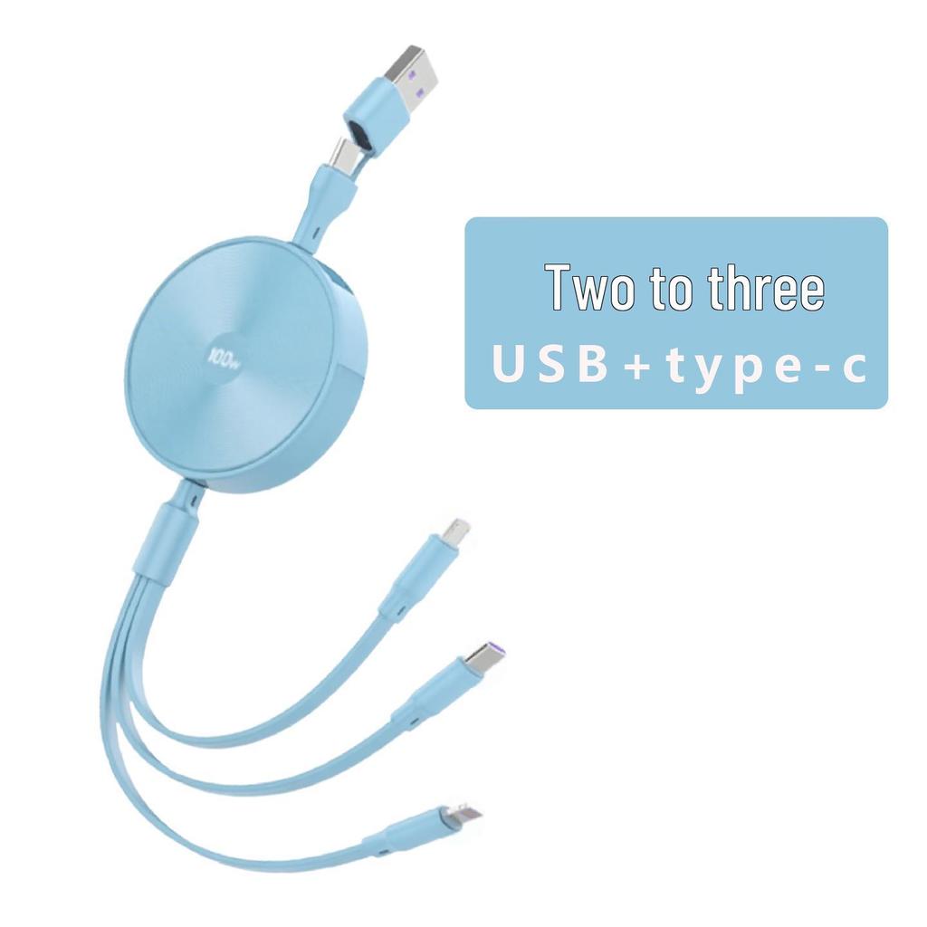 3-in-1 100W Fast Charging Cable, Compatible with Apple and Huawei, 6A Single Pull Design