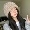 Versatile Velvet Knitted Hat for Outdoor Travel Windproof and Warm Hat Korean Style Casual Large Head Cap