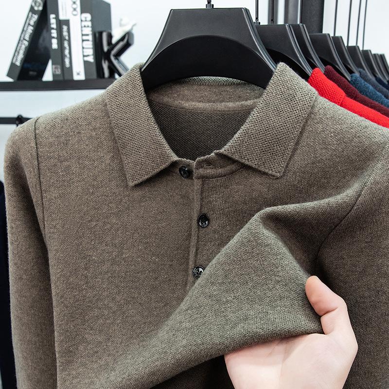 Men's Autumn/Winter Business Casual Loose Knit Sweater with Thickened Lapel