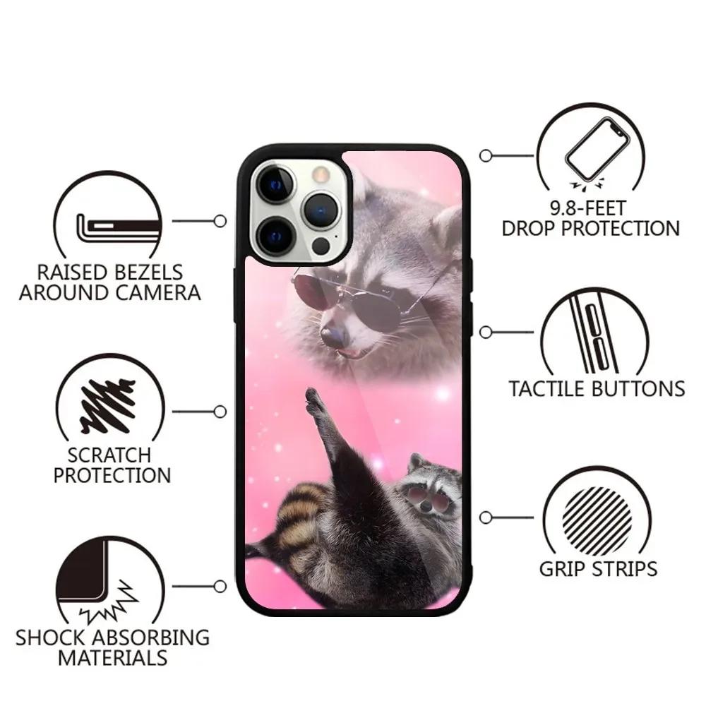Cute Raccoon Phone Case For iPhone 16,15,14,13,12,11,Plus,Pro,Max,Mini Magsafe Magnetic Wireless Charging